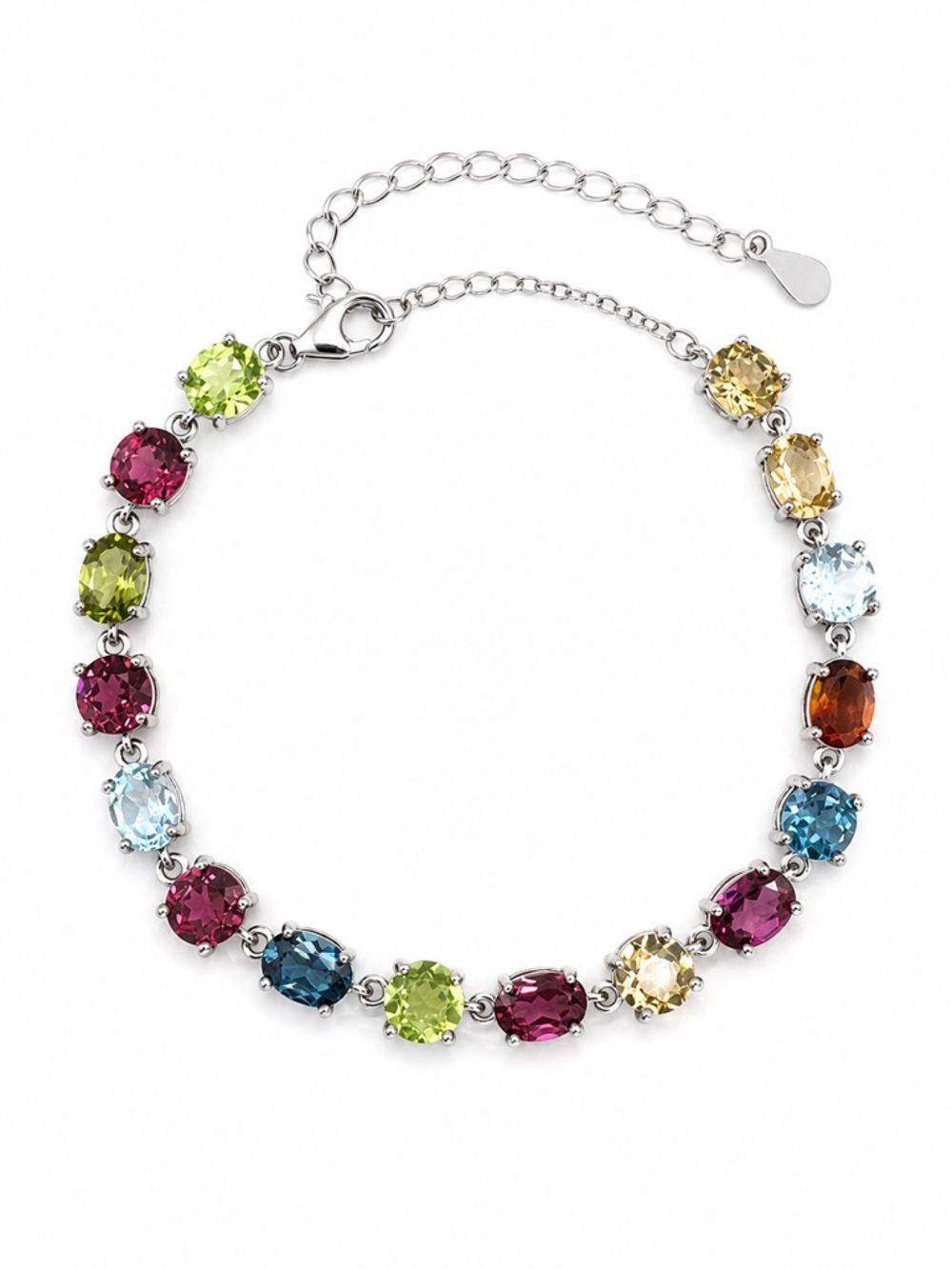 #B24 Rainbow Gemstone Tennis Bracelet (S925)